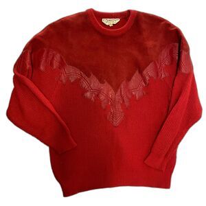 Vintage Red Country Style Sweater | Cozy Knit | Size Large | Retro Western Vibe